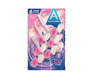 Astonish Foam & Fresh Toilet Blocks, Powerful Foam Cleaning Action, Prevents Limescale & Dirt, Pink Peony, Pack of 2