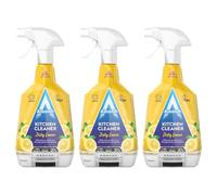 Astonish Kitchen Cleaner, Vegan and Cruelty Free and Blended with Natural Oils, Zesty Lemon, 3 x 750ml