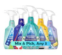 Astonish Mix & Match Any 3 Household Cleaning Products - Kitchen Cleaner, Bathroom Spray, Glass & Window Cleaner, White Vinegar, Multi-Purpose Cleaner with Bleach - 750ml Each