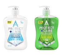 Astōnish Prōtect Cāre - Anti-bacterial Hand Wash - 1× Aloe Vera + 1× Vitamin E Hand Cleanser | 600mL+600mL [BUNDLE]