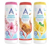 Astonish Shake & Fresh Trio Lemon Pink Peony Winter Spice Carpet Fresheners with Malodour Control Technology - Odor Neutralizing Powder Variety Pack for Dry Carpets Long-Lasting Home Fragrance