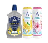 ASTONISH Specialist Carpet Care BUNDLE, 1 x Carpet SHAMPOO 1l, 1 x Shake and Fresh PINK BLOSSOM 350g, 1 x Shake and Fresh LEMON SPARKLE 350g, Lifts and Removes Stains, Vac Maxx, Carpet Freshener