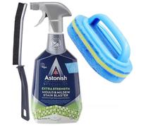 Astonish Specialist Extra Strength Mould & Mildew Stain Blaster Spray for Mould Removal and prevention 750ml. Paired with large scrubbing sponge with handle & Crevice Brush. For bathroom, Tiles, Grout