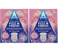 Astonish Toilet Bowl Fizz & Fresh Tablets, Deep Cleaning Foam Action, Removes Limescale Calcium & Rust, 8 Tablets, Pink Peony Fresh (Pack of 2)