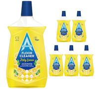 Astonish Zesty Lemon Powerful Floor Cleaner 1L x6 Solution with Dirt Repelling Technology Deep Cleans, Shines & Helps Prevent Future Stains Fresh Citrus Lemon Fragrance for Tiles, Vinyl Laminate Floor
