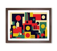 Astonishing Abstract Skyscrapers Framed Wall Art Print A2 Walnut