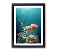 Astonishing Coral Reef Framed Print for Living Room Bedroom Home Office Décor, Wall Art Picture Ready to Hang, Black A3 Frame (34 x 46 cm)