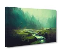 Astonishing Forest Stream Canvas Wall Art Print 30x20 Inch
