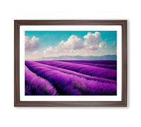 Astonishing Lavender Flower Field Framed Print | A4 Walnut Framed Wall Art | Ready to Hang | Modern Floral Picture | Living Room Bedroom Lounge Office