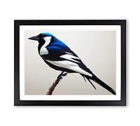 Astonishing Magpie Bird WHT Framed Wall Art Print A2 Black