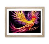 Astonishing Phoenix Bird H1022 Framed Print for Living Room Bedroom Home Office Décor, Wall Art Picture Ready to Hang, Oak A2 Frame (64 x 46 cm)