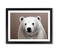 Astonishing Polar Bear Framed Wall Art Print A2 Black