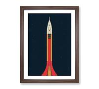 Astonishing Spaceship Rocket Framed Wall Art Print A2 Walnut