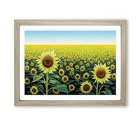 Astonishing Sunflower Field H1022 Framed Print for Living Room Bedroom Home Office Décor, Wall Art Picture Ready to Hang, Oak A3 Frame (46 x 34 cm)