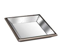 Astor Distressed Mirrored Square Tray W/wooden Detailing Sml