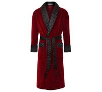 Bown of London Astor Luxury Cotton Long Velvet Smoking Jacket in Burgundy (M/L)