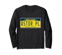 Astor Place NY New York Manhattan Neighborhood License Plate Long Sleeve T-Shirt