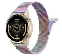 Astorgos 18mm Metal Watch Band Compatible with Garmin Venu 4 41mm/3S/2S; Forerunner 265S/255S; Vivoactive 4S/Vivomove 3S, Mesh Stainless Steel Replacement Strap Magnetic Clasp Wristband, Rainbow