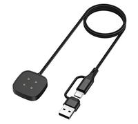 Astorgos 2-in-1 Magnetic Charger with USB-A & USB-C Compatible with Google Pixel Watch 3/2 & Compatible with Fitbit Versa 4/Versa 3/Sense 2/Sense, Portable Charging Dock Stand Replacement, Black