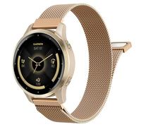 Astorgos 22mm Metal Watch Band Compatible with Garmin Vivoactive 4/Venu 4 45mm/3/2, Forerunner 970/255/570 47 mm, Fenix 8 47mm, Mesh Stainless Steel Replacement Strap Magnetic Clasp Wristband,RoseGold
