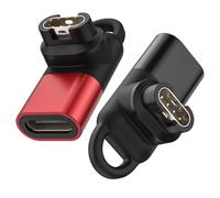 Astorgos 2Pack USB C Watch Charger Cable Adapter, 90° Type C Charging Cable Connector for Fenix 8 7 6 5 E,Forerunner 970 570 965 265 165 55,Instinct 3 2 1,Vivoactive 6 5,Venu 4 3 2, Black+Red