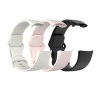 Astorgos 3 Pack Straps Compatible with Fitbit Charge 6/Fitbit Charge 5 for Women Men, Soft TPE Watch Strap Replacement Band, Black/Moon Whtte/Sand Pink