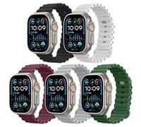 Astorgos 5 Pack Ocean Band Compatible with Apple Watch Ultra 3/2/1 Strap 49mm 46mm 45mm 44mm, Soft Silicone Replacement Strap for iWatch SE3/SE2/SE Series 11 10 9 8 7 6 5 4 3 2 1 for Women Men,ColorB