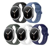 Astorgos 5 Pack Sport Band for Samsung Galaxy Watch 8 Band 40mm 44mm/Galaxy Watch 8 Classic 46mm, Soft Silicone Replacement Strap for Men Women, M/L, Black+White+Blue+Midnight Blue+Army Green, M/L