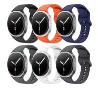 Astorgos 6 Pack Sport Straps Compatible for Samsung Galaxy Watch 8 Strap 40mm 44mm/Galaxy Watch 8 Classic 46mm, No Gap Soft Silicone Band for Men Women, M/L, BLK+WH+SG+AG+MB+O