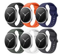 Astorgos 6 Pack Sport Straps Compatible with Samsung Galaxy Watch 8 Strap 40mm 44mm/Galaxy Watch 8 Classic 46mm, No Gap Soft Silicone Band for Men Women, M/L, BLK+WH+SG+AG+MB+O