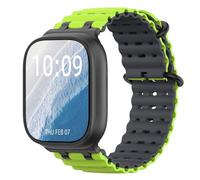 Astorgos Bicolor Ocean Band Compatible with Apple Watch Ultra 3/2/1 49mm,S11/S10 46mm,9/8/7 45mm,SE3/SE2/SE/6/5/4 44mm,3/2/1 42mm, Metal Connector Extra Long Breathable Sport Strap, Black/Lime Gray