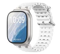 Astorgos Bicolor Ocean Band Compatible with Apple Watch Ultra 3/2/1 49mm,S11/S10 46mm,9/8/7 45mm,SE3/SE2/SE/6/5/4 44mm,3/2/1 42mm, Metal Connector Extra Long Breathable Sport Strap,Silver+Trt White
