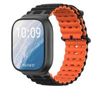 Astorgos Bicolor Ocean Band Compatible with Apple Watch Ultra 3/2/1 49mm,S11/S10 46mm,9/8/7 45mm,SE3/SE2/SE/6/5/4 44mm,3/2/1 42mm, Metal Connector Extra Long Breathable Sport Strap,Black/BlackOrange