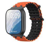Astorgos Bicolor Ocean Band Compatible with Apple Watch Ultra 3/2/1 49mm,S11/S10 46mm,9/8/7 45mm,SE3/SE2/SE/6/5/4 44mm,3/2/1 42mm, Metal Connector Extra Long Breathable Sport Strap,Black/OrangeBlack