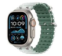Astorgos Bicolor Ocean Band for Apple Watch Ultra 3/2/1 49mm,S11/S10 46mm,9/8/7 45mm,SE3/SE2/SE/6/5/4 44mm,3/2/1 42mm, Metal Connector Extra Long Breathable Sport Strap for Men Women,Slr/TrancentGreen