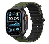 Astorgos Bicolor Ocean Band for Apple Watch Ultra 3/2/1 49mm,S11/S10 46mm,9/8/7 45mm,SE3/SE2/SE/6/5/4 44mm,3/2/1 42mm, Metal Connector Extra Long Breathable Sport Strap for Men Women,Bk/ArmyGreenBlack