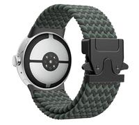 Astorgos Braided Band Compatible with Google Pixel Watch 3/4 45mm Bands, Elastic Nylon Breathable Sport Straps with Upgraded Parachute Buckle for Men Women, Black Green