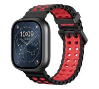 Astorgos Breathable Ocean Band Compatible with Apple Watch Ultra 3/2/1 49mm,S11/10 46mm,9/8/7 45mm,SE3/SE2/SE/6/5/4 44mm,3/2/1 42mm, Adjustable Silicone Band Breathable Sport Strap, Black/Red