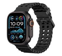 Astorgos Breathable Ocean Strap Compatible with Apple Watch Ultra 2/Ultra 49mm,Series 10 46mm,9/8/7 45mm,SE2/SE/6/5/4 44mm,3/2/1 42mm, Silicone Watch Band Sport Strap for Men Women, Black