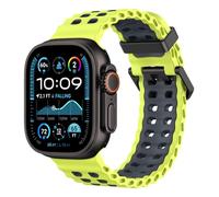 Astorgos Breathable Ocean Strap Compatible with Apple Watch Ultra 2/Ultra 49mm,Series 10 46mm,9/8/7 45mm,SE2/SE/6/5/4 44mm,3/2/1 42mm, Silicone Watch Band Sport Strap for Men Women, Lime/Gray
