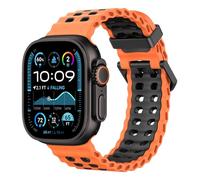 Astorgos Breathable Ocean Strap Compatible with Apple Watch Ultra 3/2/1 49mm,S11/S10 46mm,9/8/7 45mm,SE3/SE2/SE/6/5/4 44mm,3/2/1 42mm, Silicone Watch Band Sport Strap for Men Women, Orange/Black