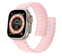 Astorgos Magnetic Strap Compatible with Apple Watch Ultra/Ultra2 49mm/SE Series 10/9/8/7/6/5/4/3/2/1 42/44/45/46mm, Silicone iWatch Strap Strong Magnet Link Replacement Wristband, Pink