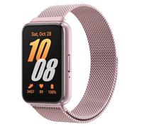 Astorgos Metal Strap Compatible with Samsung Galaxy Fit 3, Stainless Steel Mesh Loop Adjustable Magnetic Clasp Watch Band Replacement Wristband for Women Men, Pink