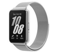 Astorgos Metal Strap Compatible with Samsung Galaxy Fit 3, Stainless Steel Mesh Loop Adjustable Magnetic Clasp Watch Band Replacement Wristband for Women Men, Silver