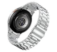 Astorgos No Gap Metal Strap Compatible with Samsung Galaxy Watch 7/6/5/4/FE 44mm 40mm/Watch 6/4 Classic 47mm 43mm 46mm 42mm/5 Pro 45mm, 20mm One Click Stainless Steel Band for Men Women, Silver