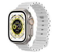 Astorgos Ocean Band Compatible with Apple Watch Ultra 3/2/1 Strap 49mm 46mm 45mm 44mm 42mm, Soft Silicone Replacement Strap for iWatch SE3/SE2/SE Series 11 10 9 8 7 6 5 4 3 2 1 for Women Men,White