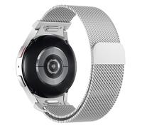 Astorgos One Click Magnetic Straps Compatible with Samsung Galaxy Watch 7 FE 6 5 4 40mm 44mm/6 Classic 43mm 47mm/5 Pro 45mm/4 Classic 42mm 46mm, No Gap Mesh Metal Stainless Steel Band, Silver