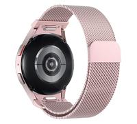 Astorgos One Click Magnetic Straps Compatible with Samsung Galaxy Watch 7 FE 6 5 4 40mm 44mm/6 Classic 43mm 47mm/5 Pro 45mm/4 Classic 42mm 46mm, No Gap Mesh Metal Stainless Steel Band, Rose Pink