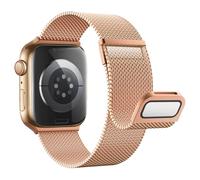 Astorgos Stainless Steel Magnetic Strap Compatible with Apple Watch Ultra 3/2/1 49mm,S11/S10 46mm,9/8/7 45mm,SE3/SE2/SE/6/5/4 44mm,3/2/1 42mm,Dual Magnetic Metal Mesh Loop for Women Men,ChampagGd