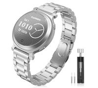 Astorgos Stainless Steel Watch Band Compatible with Garmin Lily 2/Lily 2 Active, Metal Sport Replacement Strap Quick Release Lightweight Adjustable Wristband for Men Women, Silver